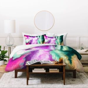 //New Abstract Duvet Set Charming Flowers Ombre Art Print